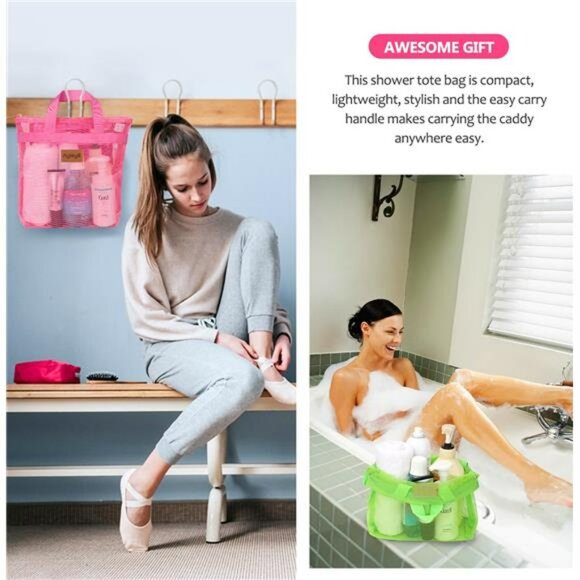 2 Pack Hanging Mesh Shower Caddy Bag Quick Dry Toiletry Organizer Travel - Picture 6 of 8
